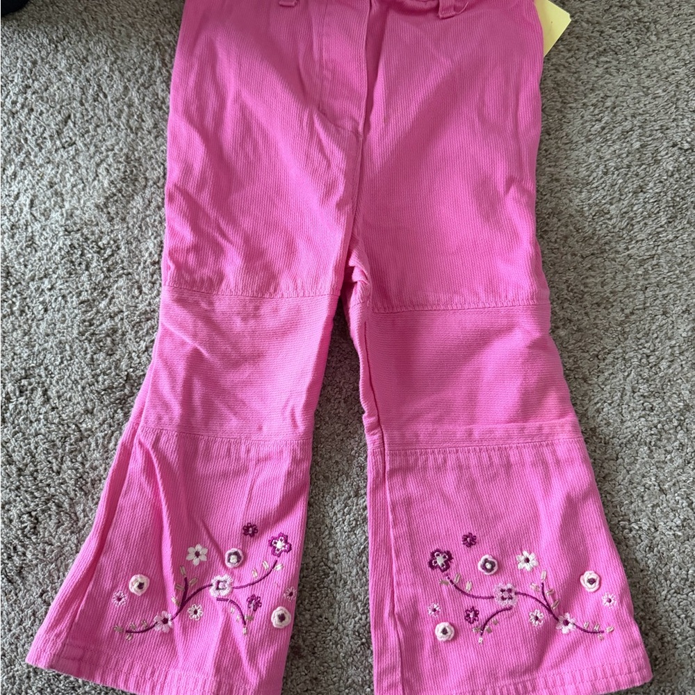 Vintage Disney store princess Pink Floral Embroidered Kids Pants